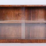 Small Restored Art Deco Display Bookcase, Walnut and Glass, Czech, 1930s