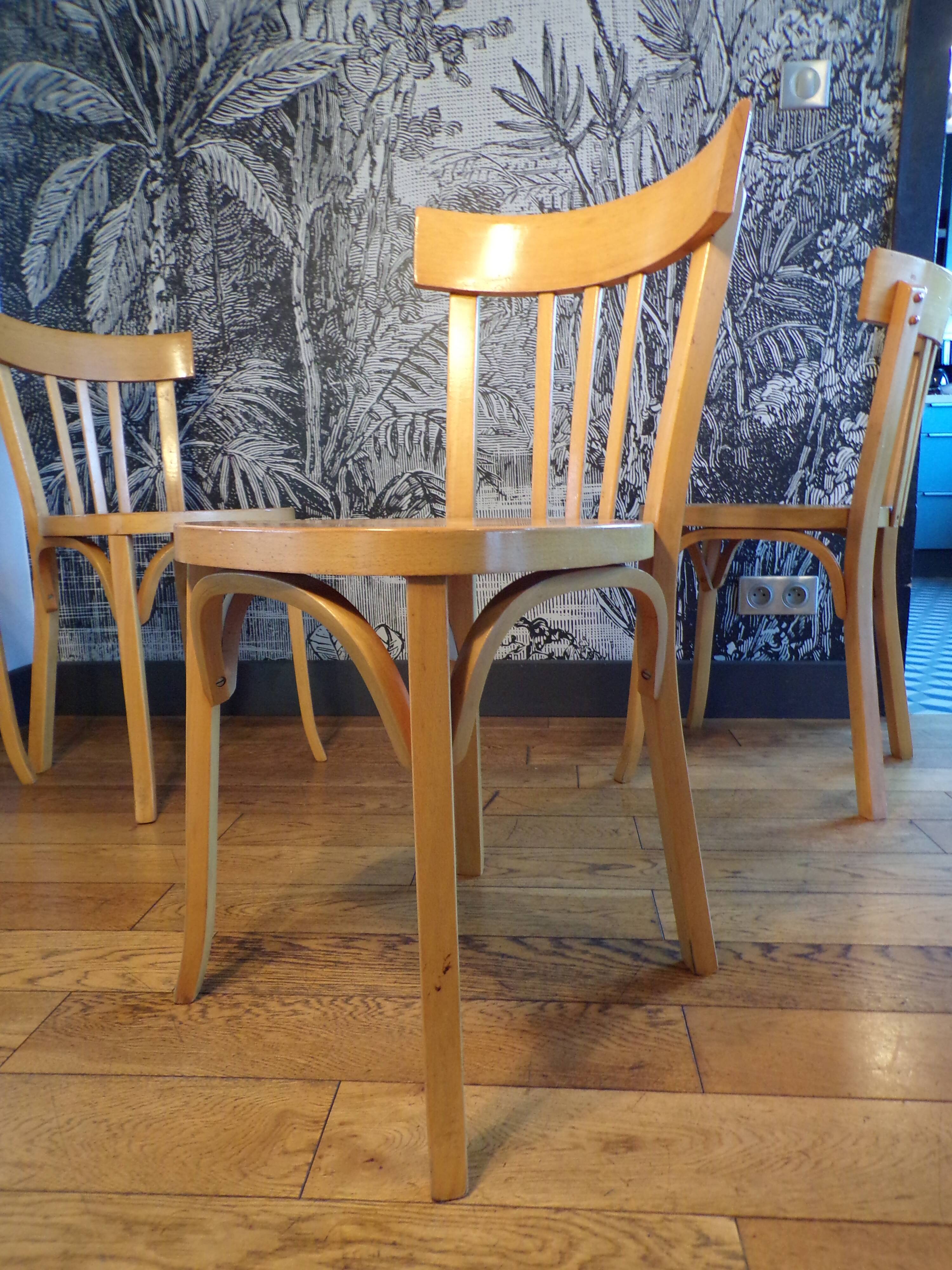 Set 4 chaises de bistrot Baumann bois clair