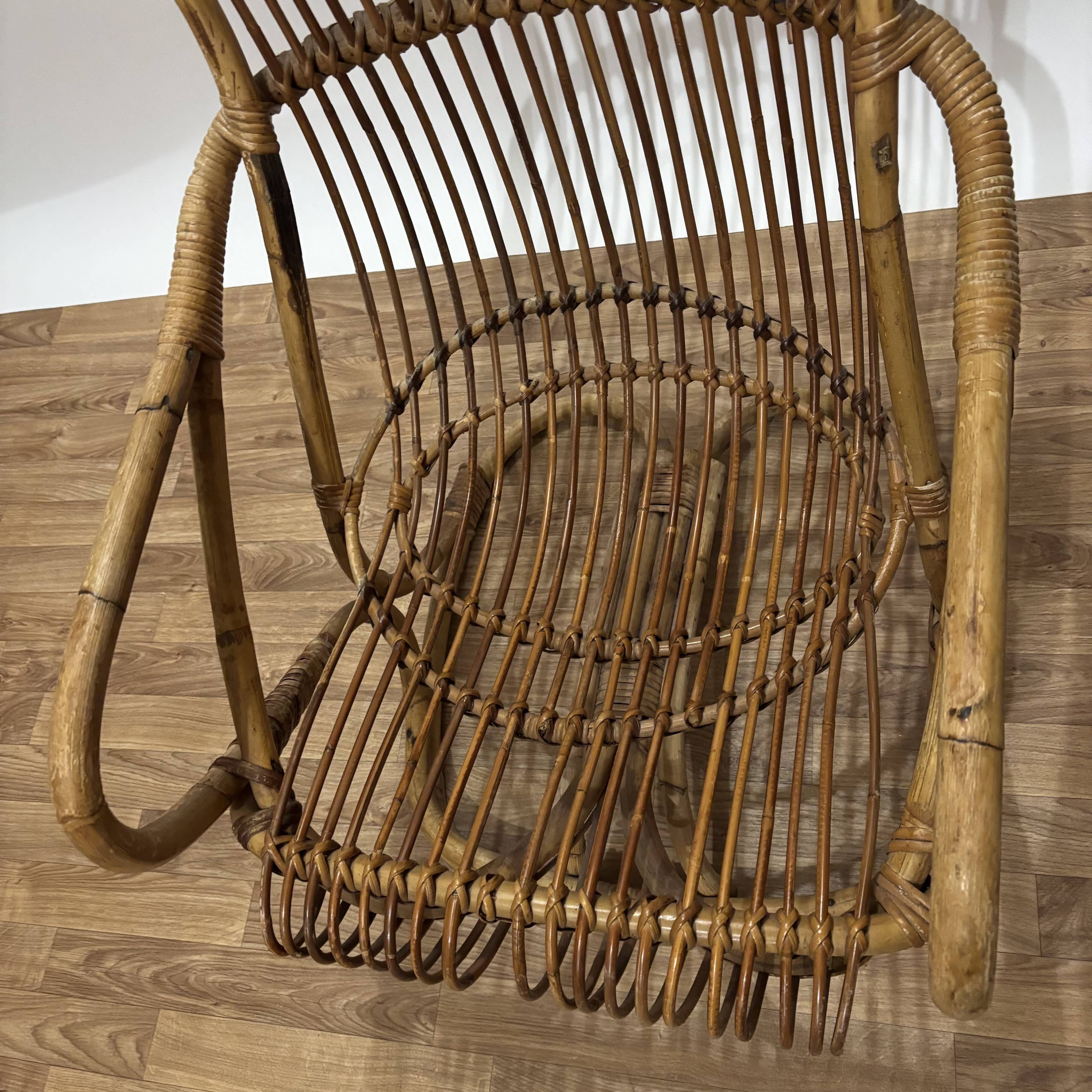 Fauteuil en rotin années 60