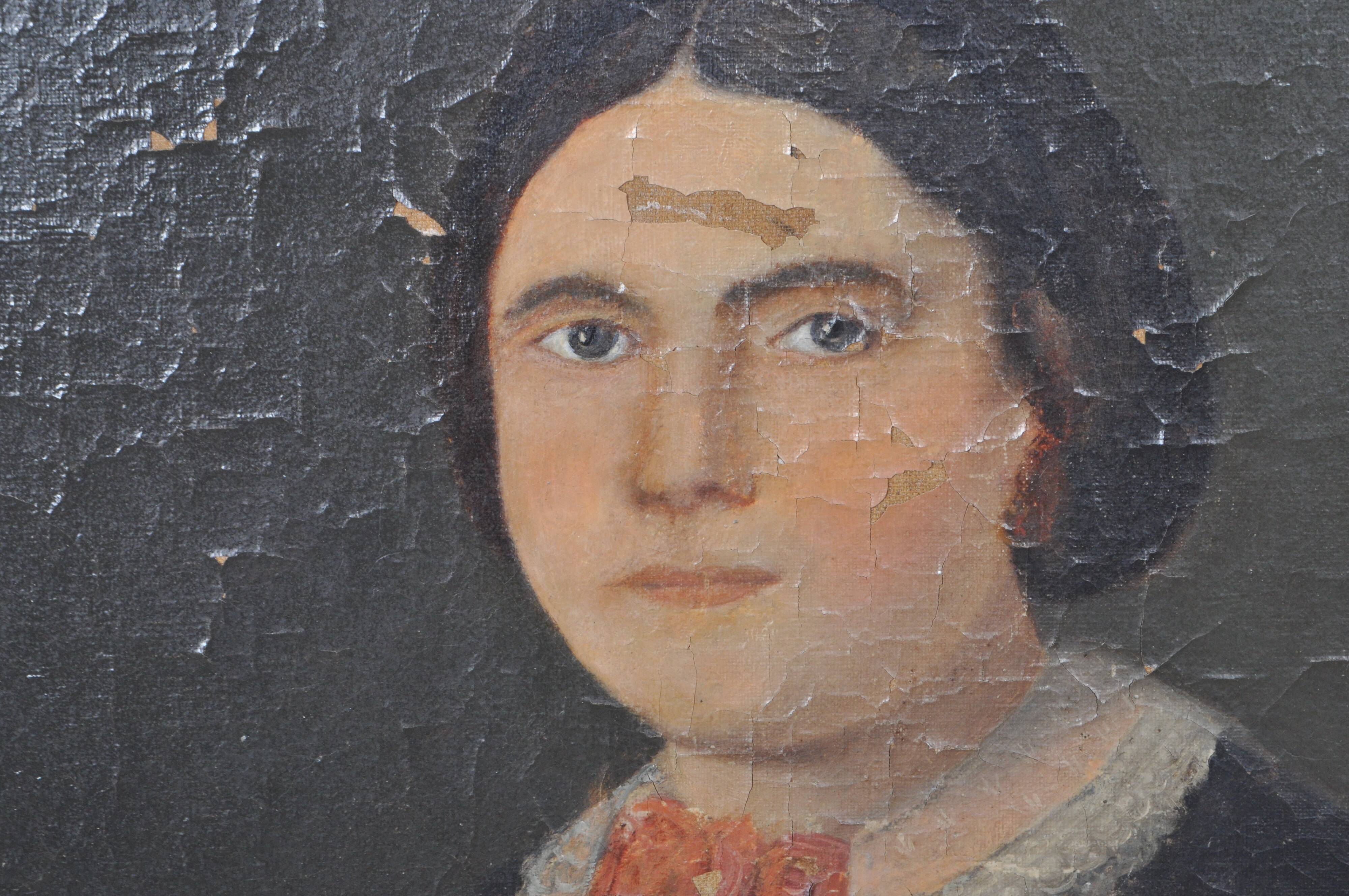 Huile sur toile portrait de femme