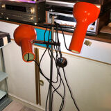 Lampadaire original deux spots orange 1970