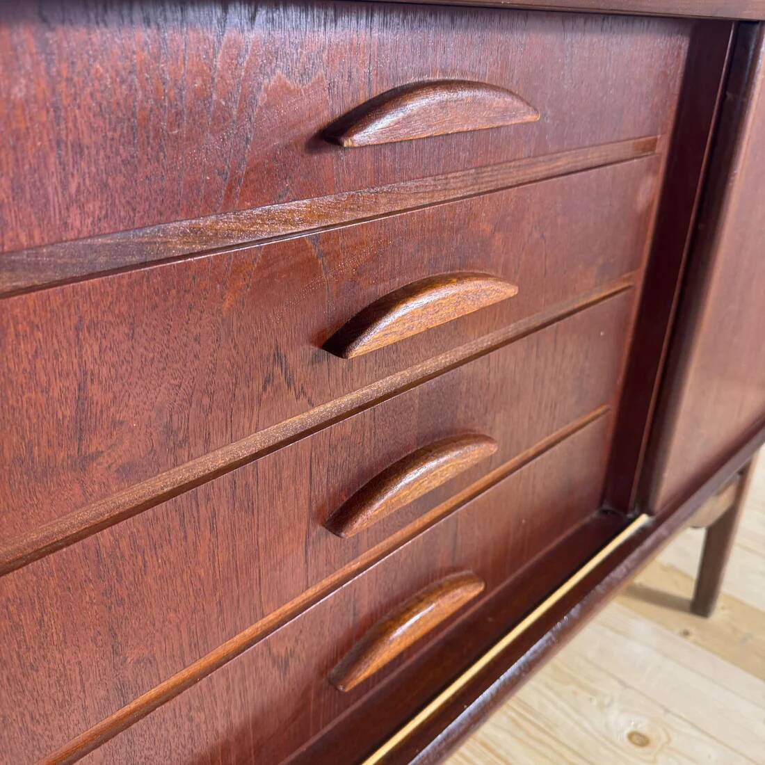 Teak sideboard with drawers – vintage Scandinavian design