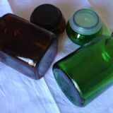 Lot 2 bottles vintage green orange chicory