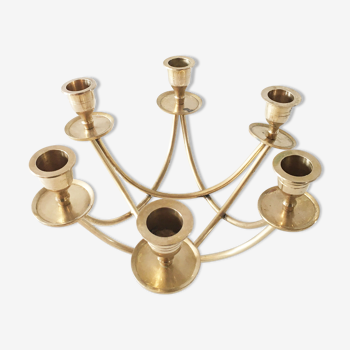 Old golden brass candlestick