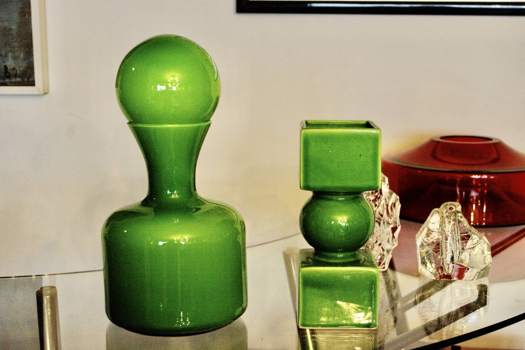 Vintage Scandinavian blown glass carafe 1970