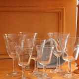 Set of 7 chiseled vintage glasses