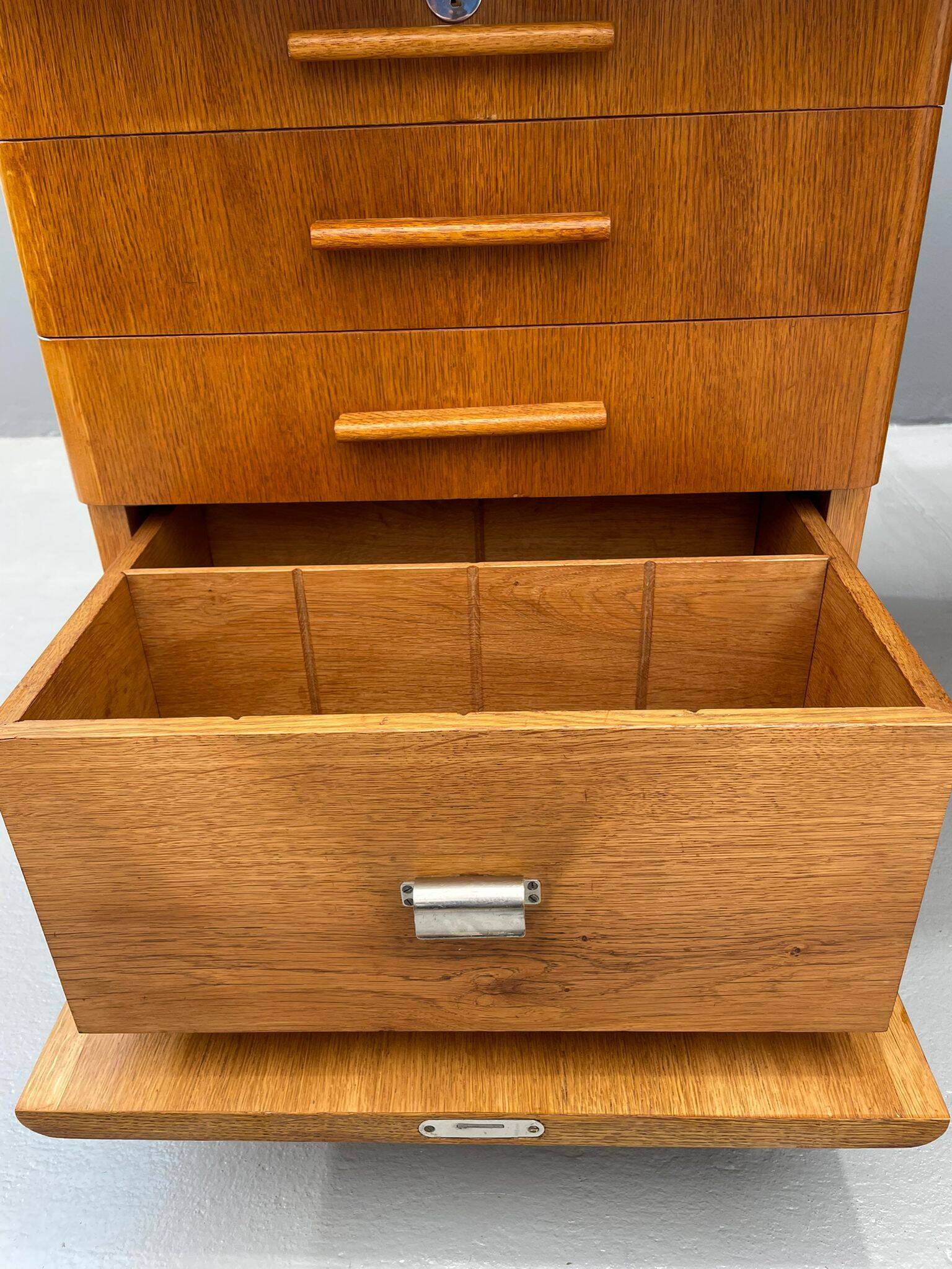 Bauhaus Walnut Writing Desk with Red Top