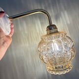 Vintage globe angled wall light in bubbled glass