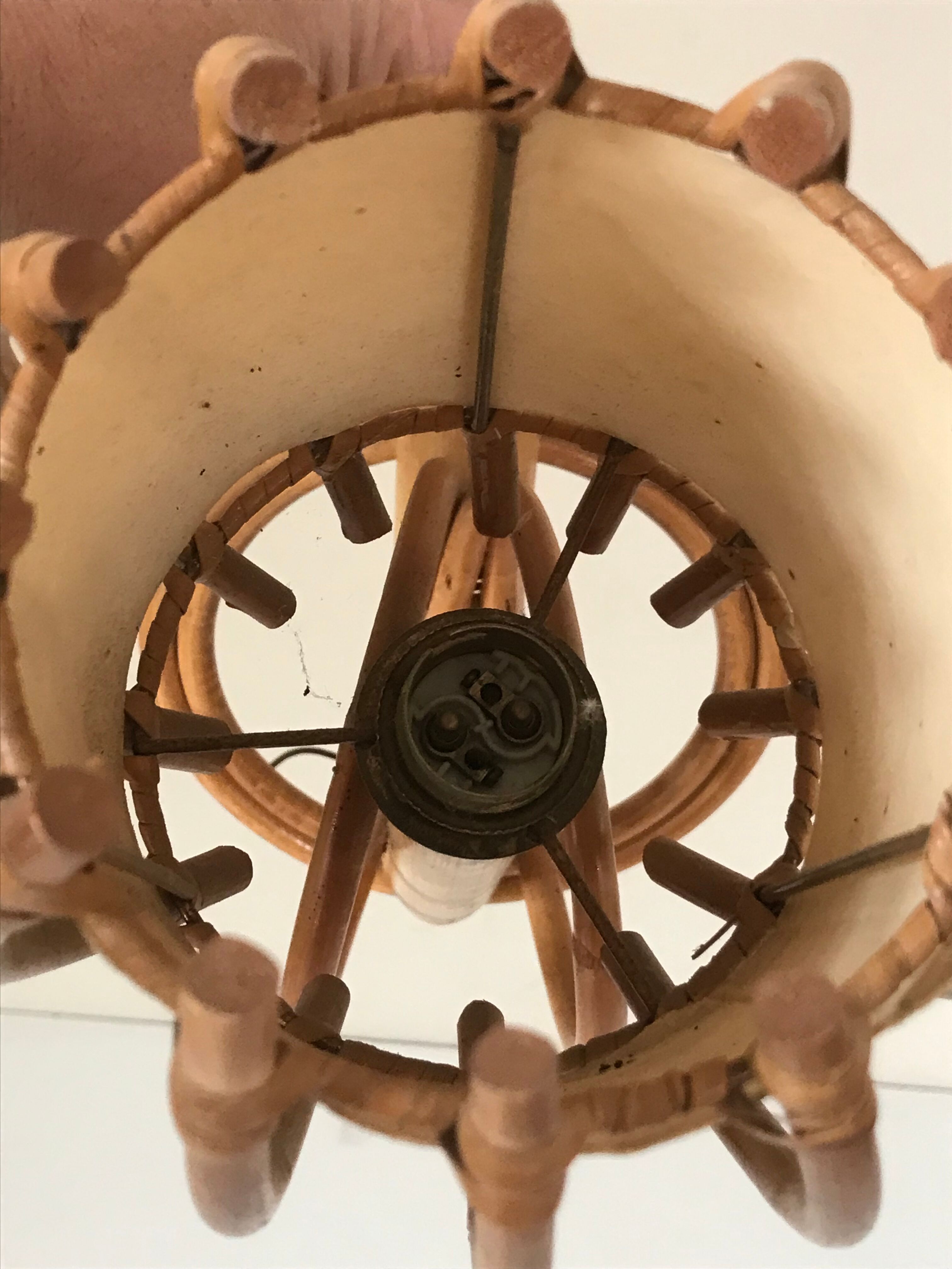 Rattan wall lamp vintage design 60 s