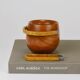 Carl Aubock sugar bowl & tongs, walnut, nickel, cane, no. 3536, 1940s