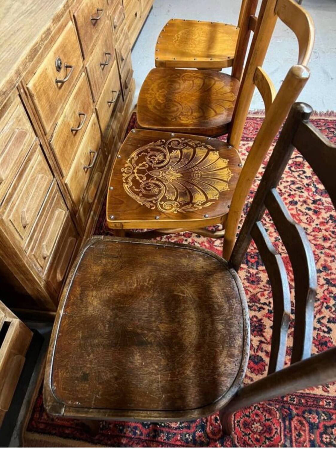 4 old bistro chairs