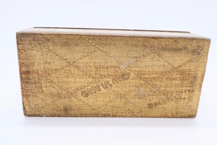 Florentine wooden stamp box, vintage Italy