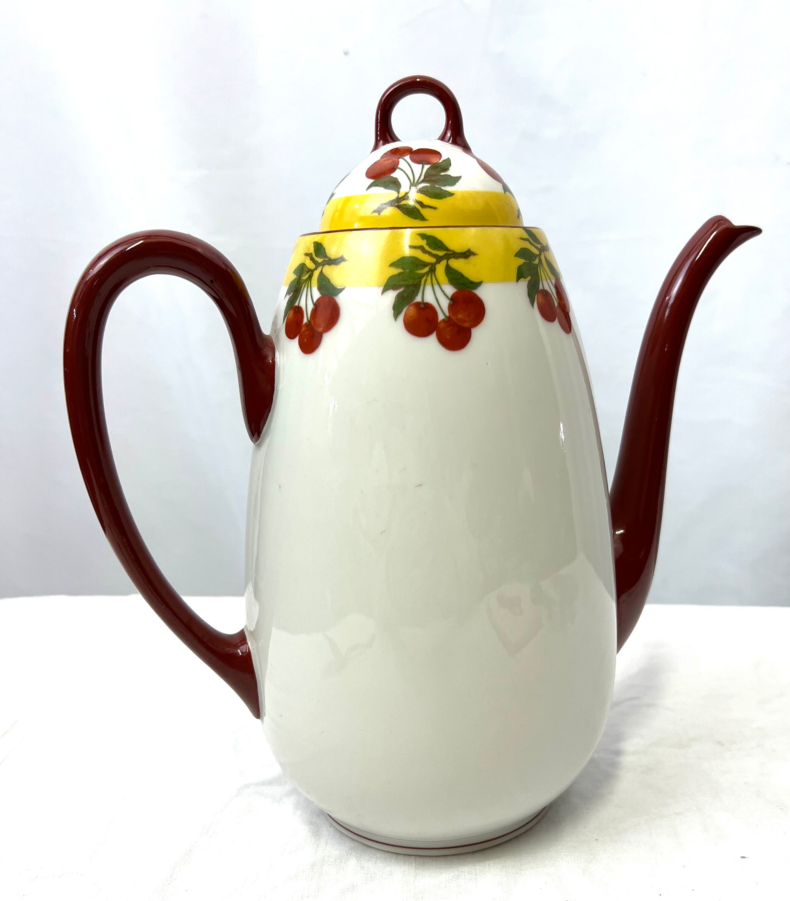Limoges porcelain cherry coffee maker pourer