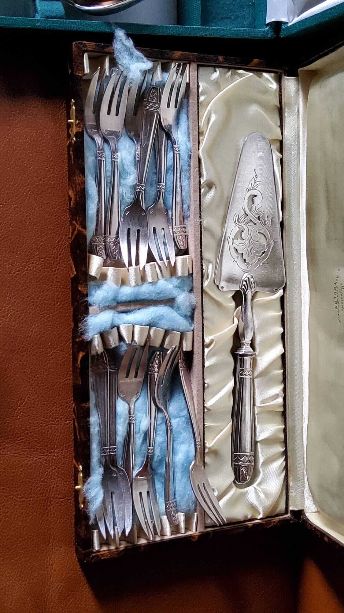 Silver metal cutlery set art deco goldsmith ATO 49 pieces