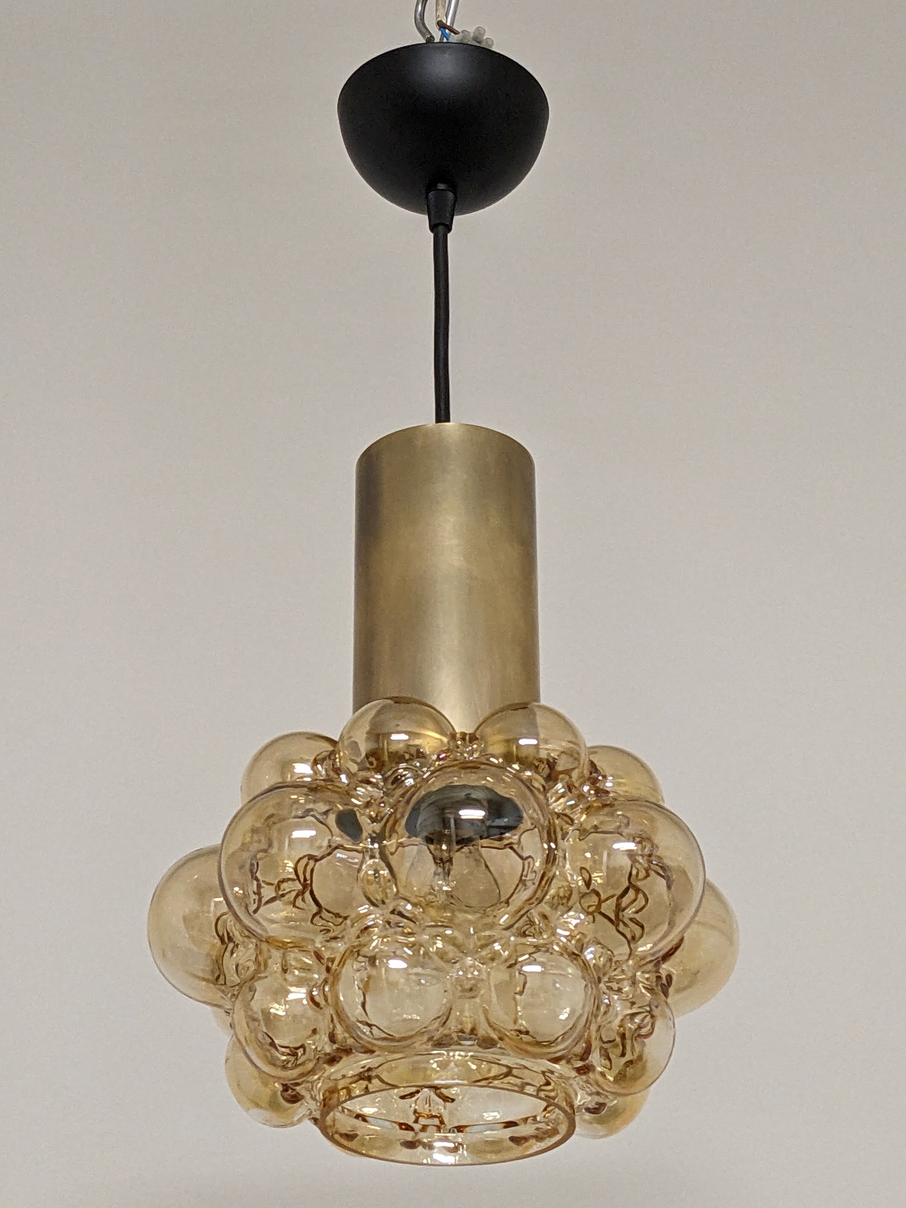Amber bubble pendant lamp by Helena Tynell for Limburg 60s/70s
