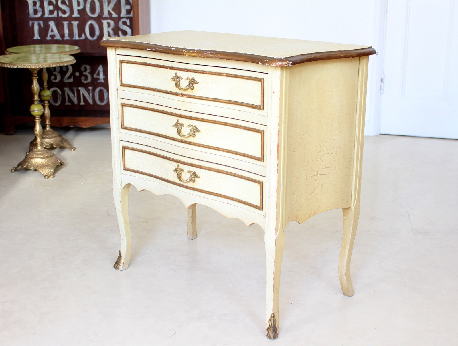 Golden cream antique French vintage Dresser