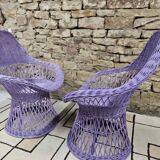Paire de fauteuil rotin osier 1960