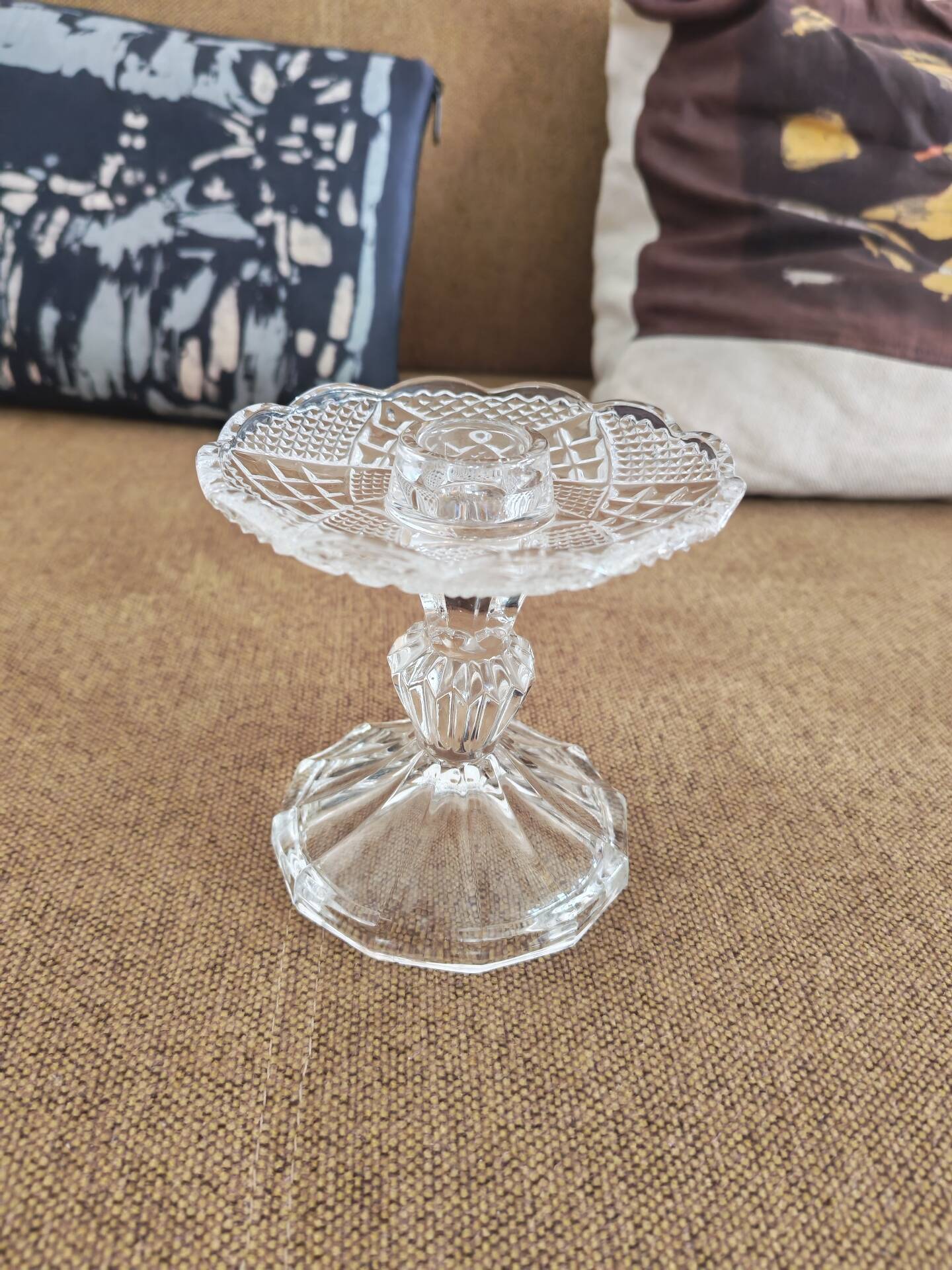 Set of 2 vintage crystal candle holders