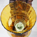 Wall sconce wooden and yellow glass tulip globe