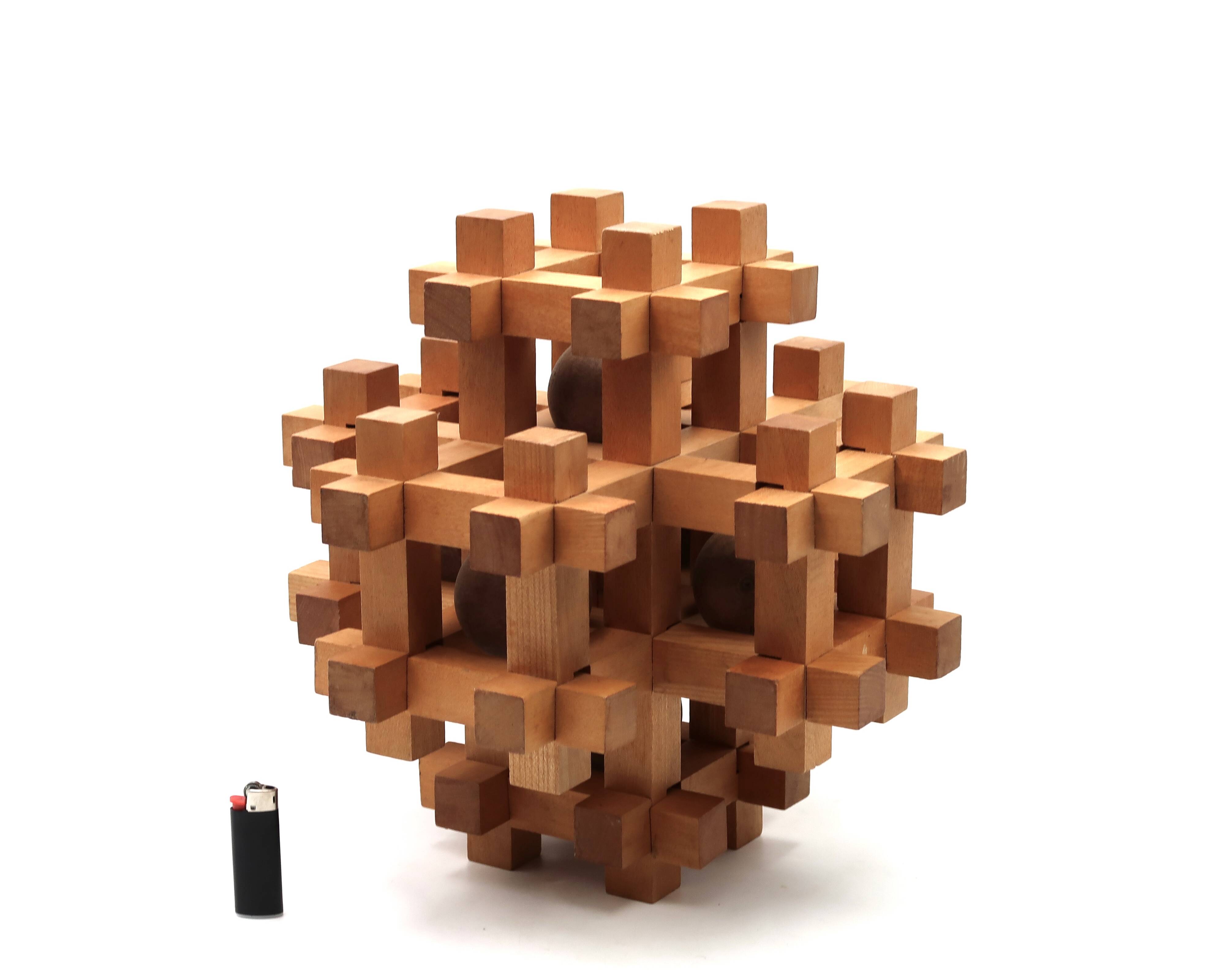 Japanese wooden puzzle sculpture by Sori Yanagi for Kumiki from the 1970s.