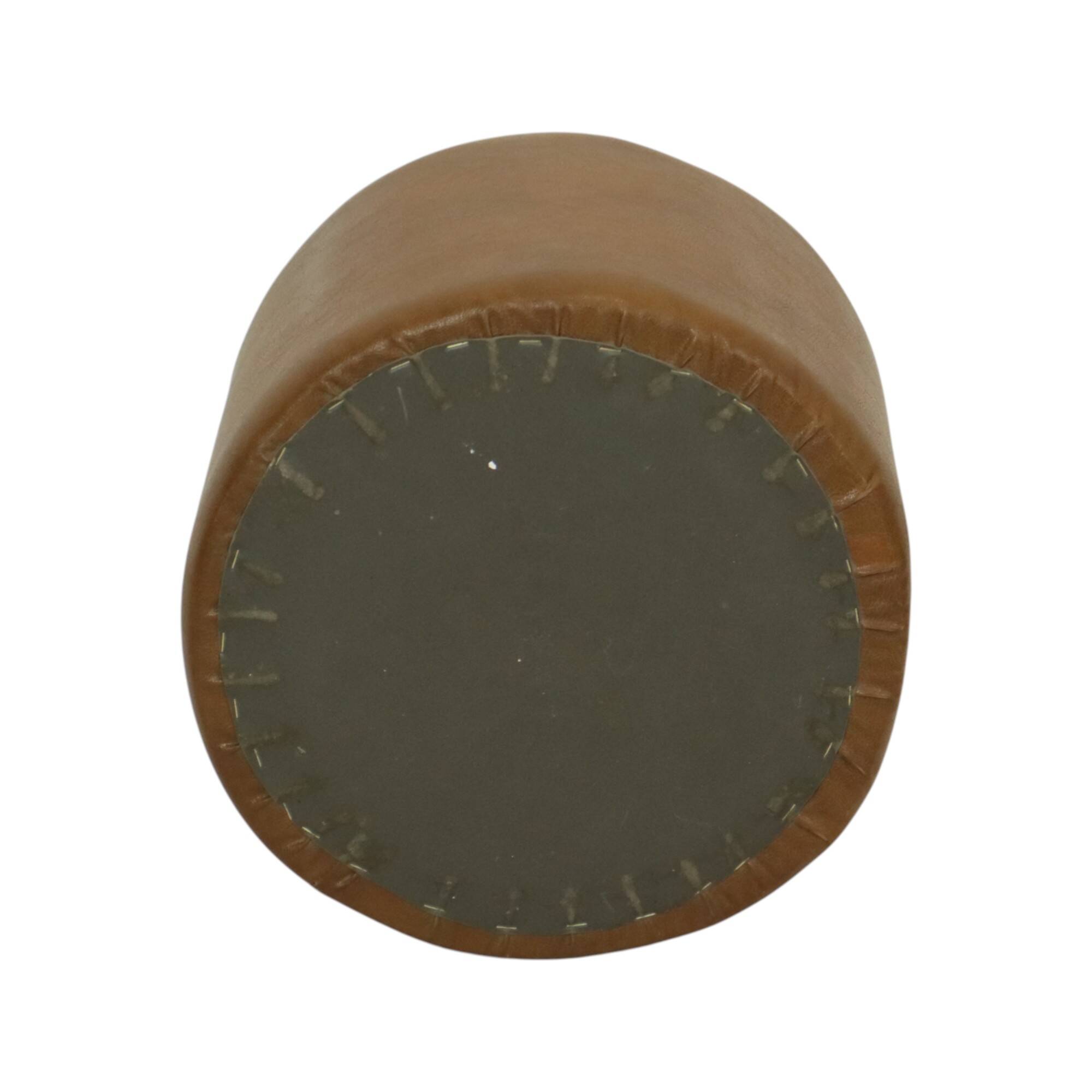 Round Vintage Pouf Brown Star Motif Skai Sixties