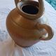 Iridescent carafe and 3 stoneware mazagrans from Digouin. Handmade work.