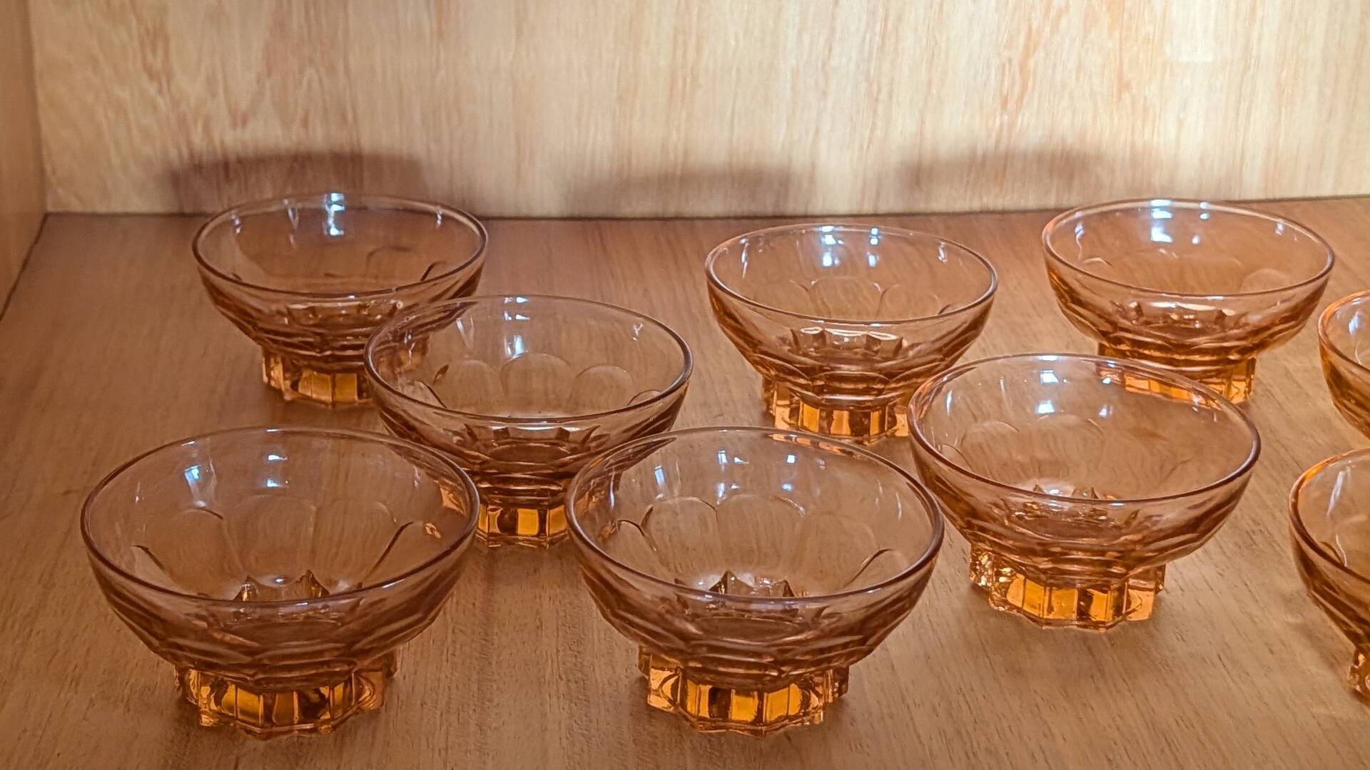 amber glass Art Deco cups