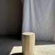 White oval petrified wood side table H38 D28 - 3335