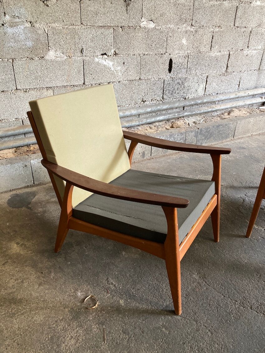 Pair of Scandinavian teak armchairs