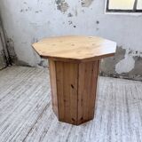 Hexagonal console table guéridon Regain pine 1970