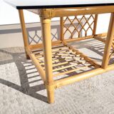 Rattan and smoked glass coffee table