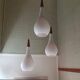 Holmegaard - Michael Bang - triangle Raindrop pendant lamp - Opal white - Teak - Midcentury design cluster pendant light
