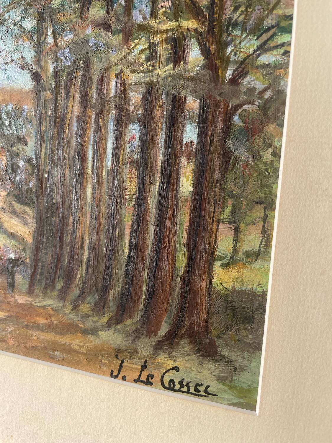 Peinture ancienne paysage breton cadre bois