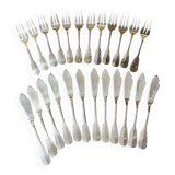 Set of 12 ERCUIS fish forks and 12 fish knives, Vieux Paris model