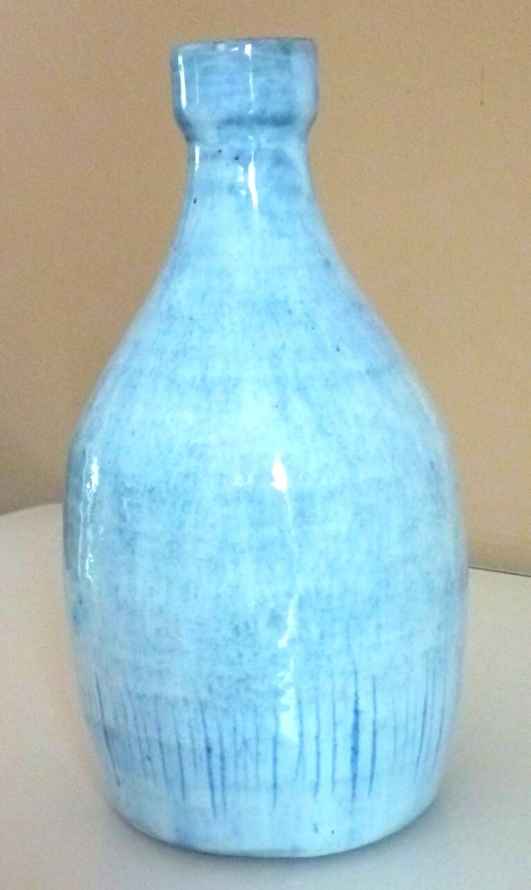 Glazed ceramic bottle vase, dated 1979, signature to be identified