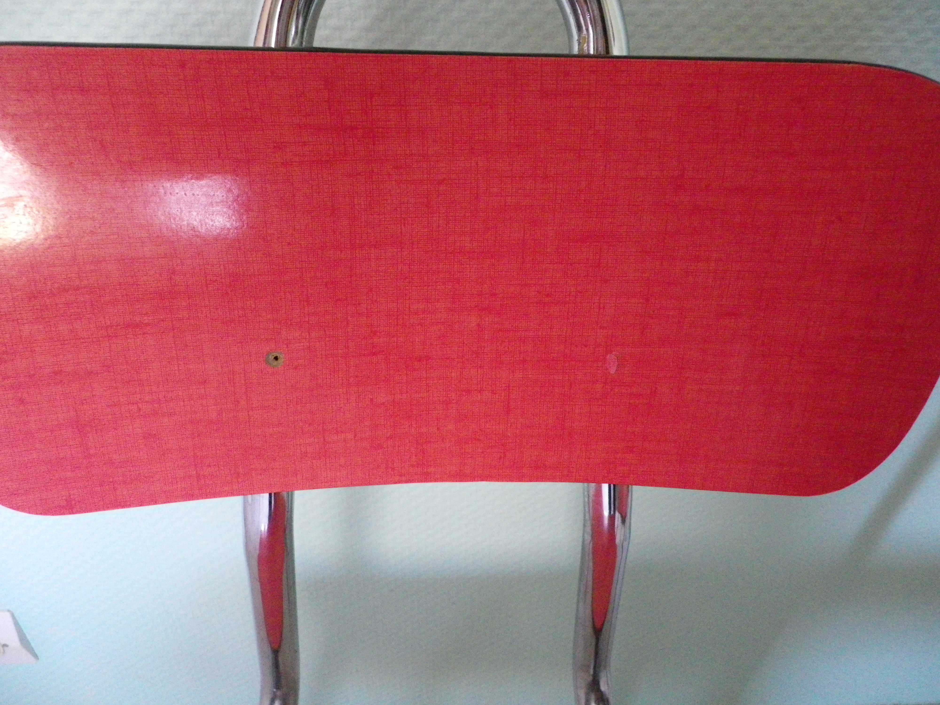Lot of 2 chairs in red formica with tubing 60s