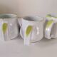 Trio of vintage Italian earthenware mugs, hand-painted – pear motif