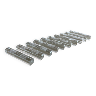 Set of 10 square glass knife holders