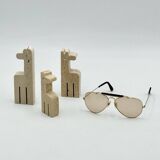 Set of Three Vintage Italian Travertine Animal Sculptures