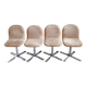 Set of 4 vintage 1970 chairs in suede & steel
