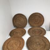 Lot de 6 sous assiettes en rotin osier