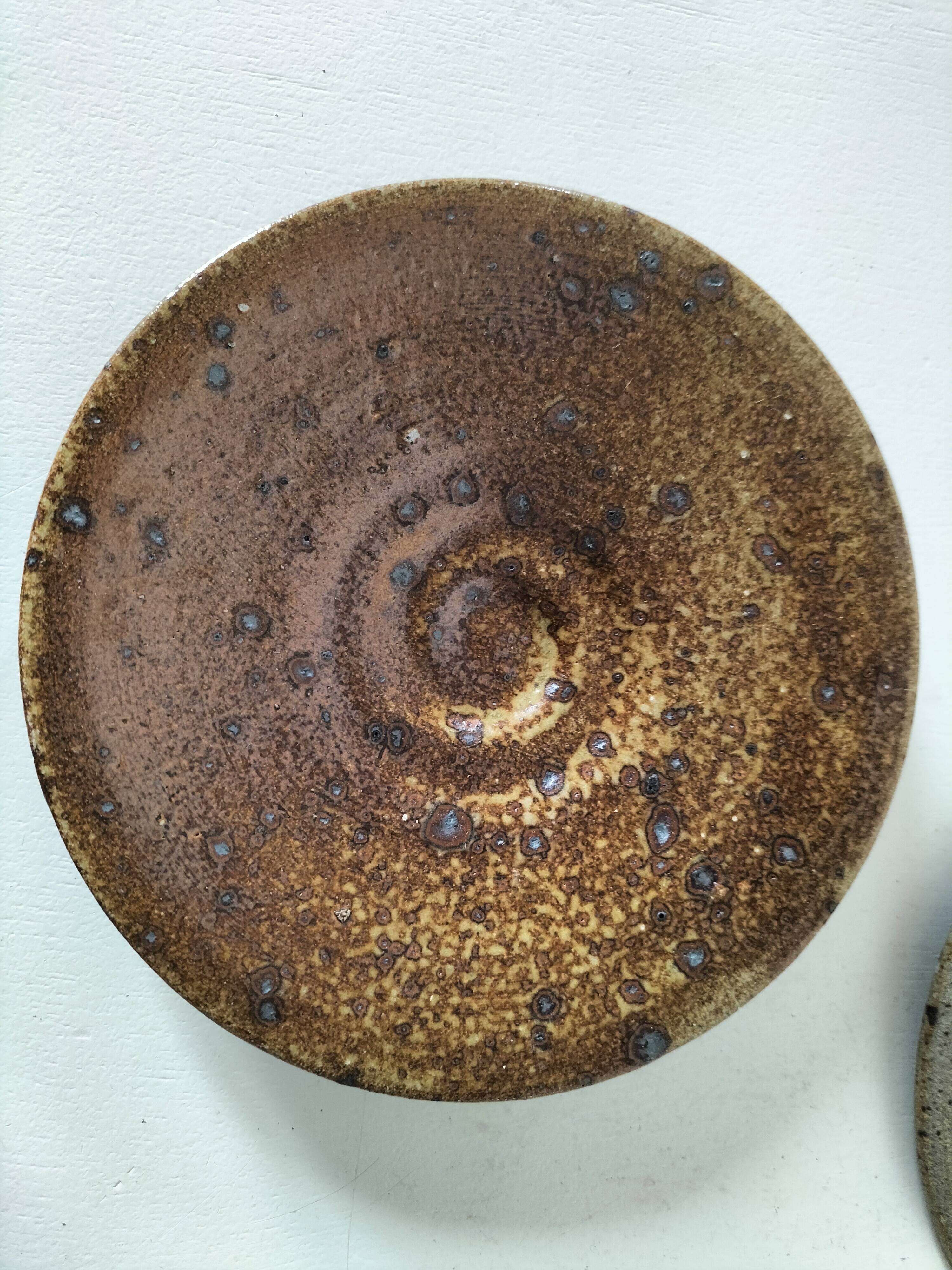Set of three cups and saucers in pyrite stoneware - Charles Gaudry, Puisaye