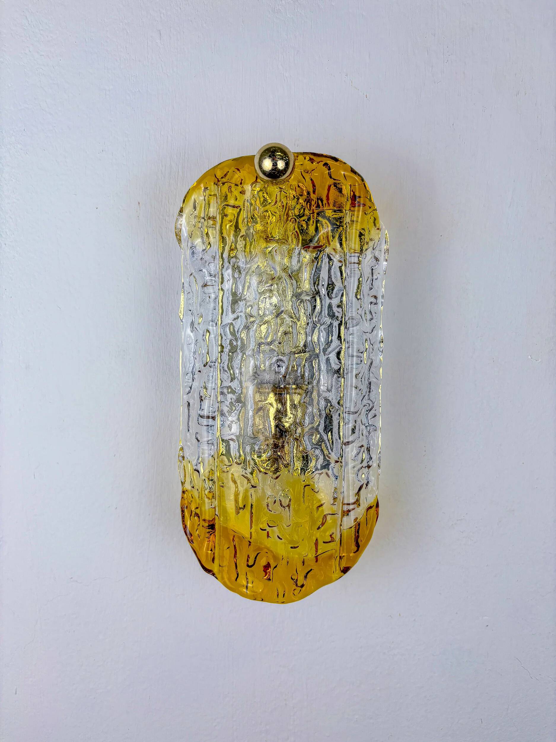 Orange frosted Murano Mazzega wall sconce, Italy, 1970s