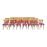 Set of 20 vintage wooden bistro chairs with cushions, year 7