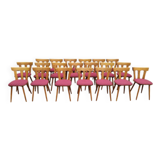 Lot de 20 chaises de bistrot bois avec coussin vintage année 7