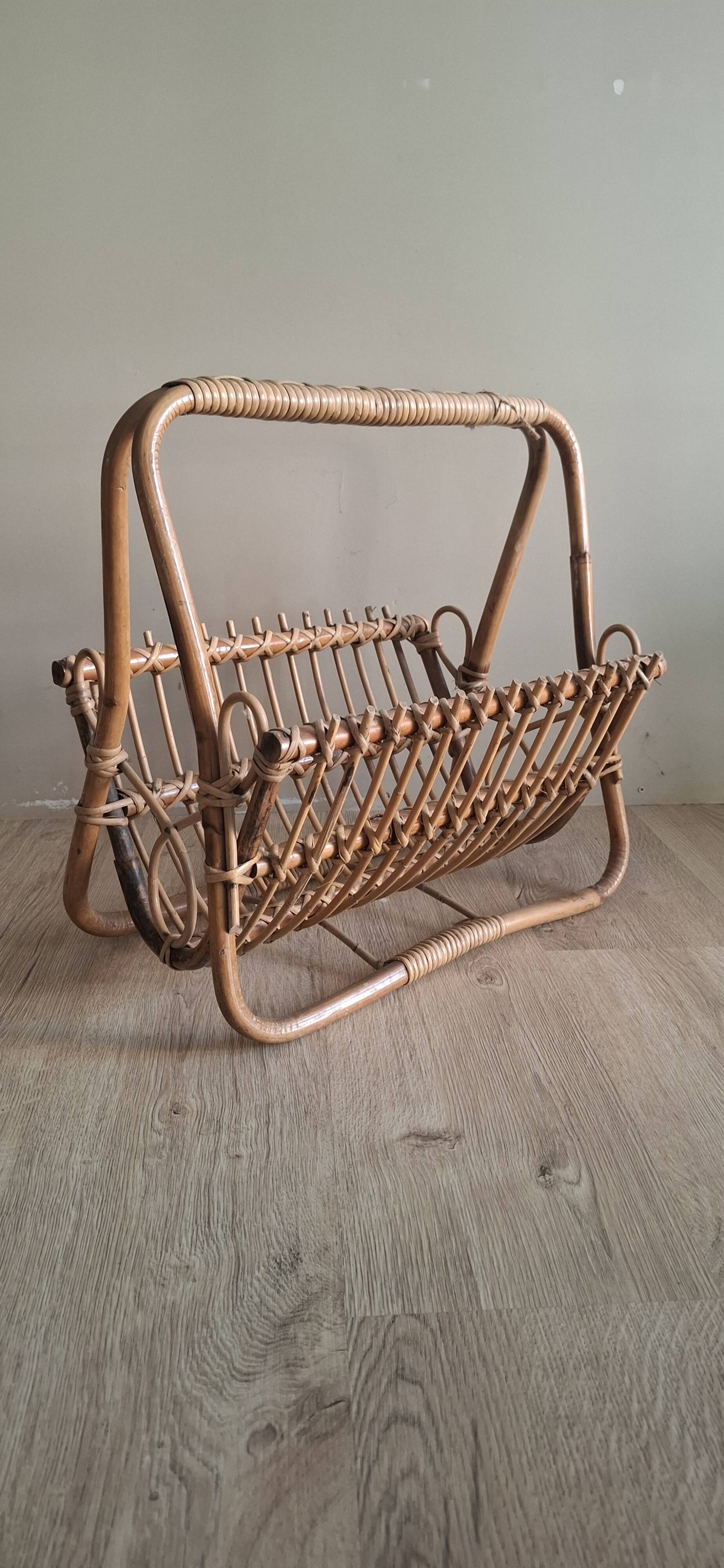 Rattan magazine rack