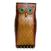 Vintage owl umbrella stand in bamboo and rattan