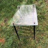 Coffee table double top glass and vintage metal