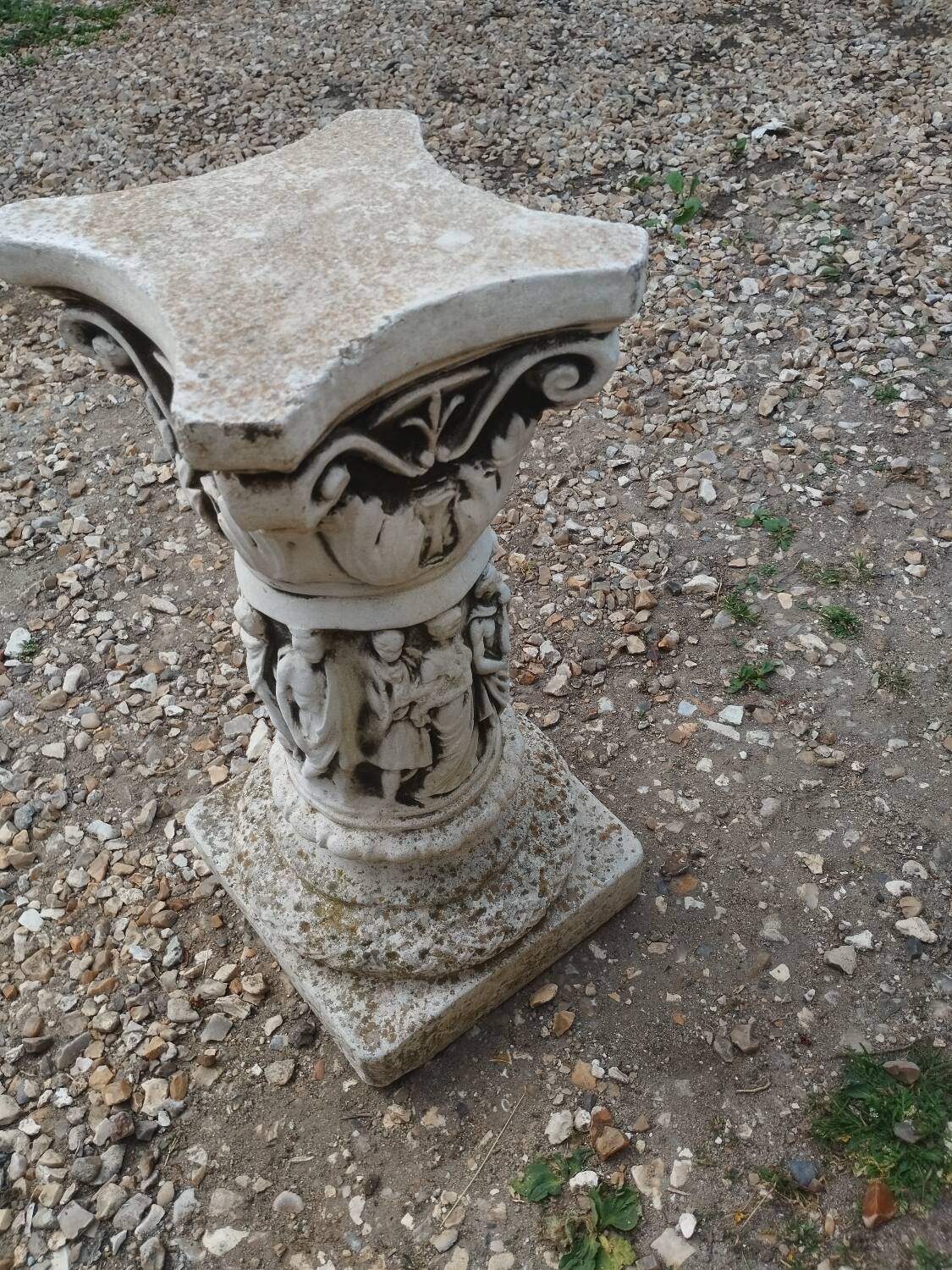 Vintage antique stone Medici garden planters