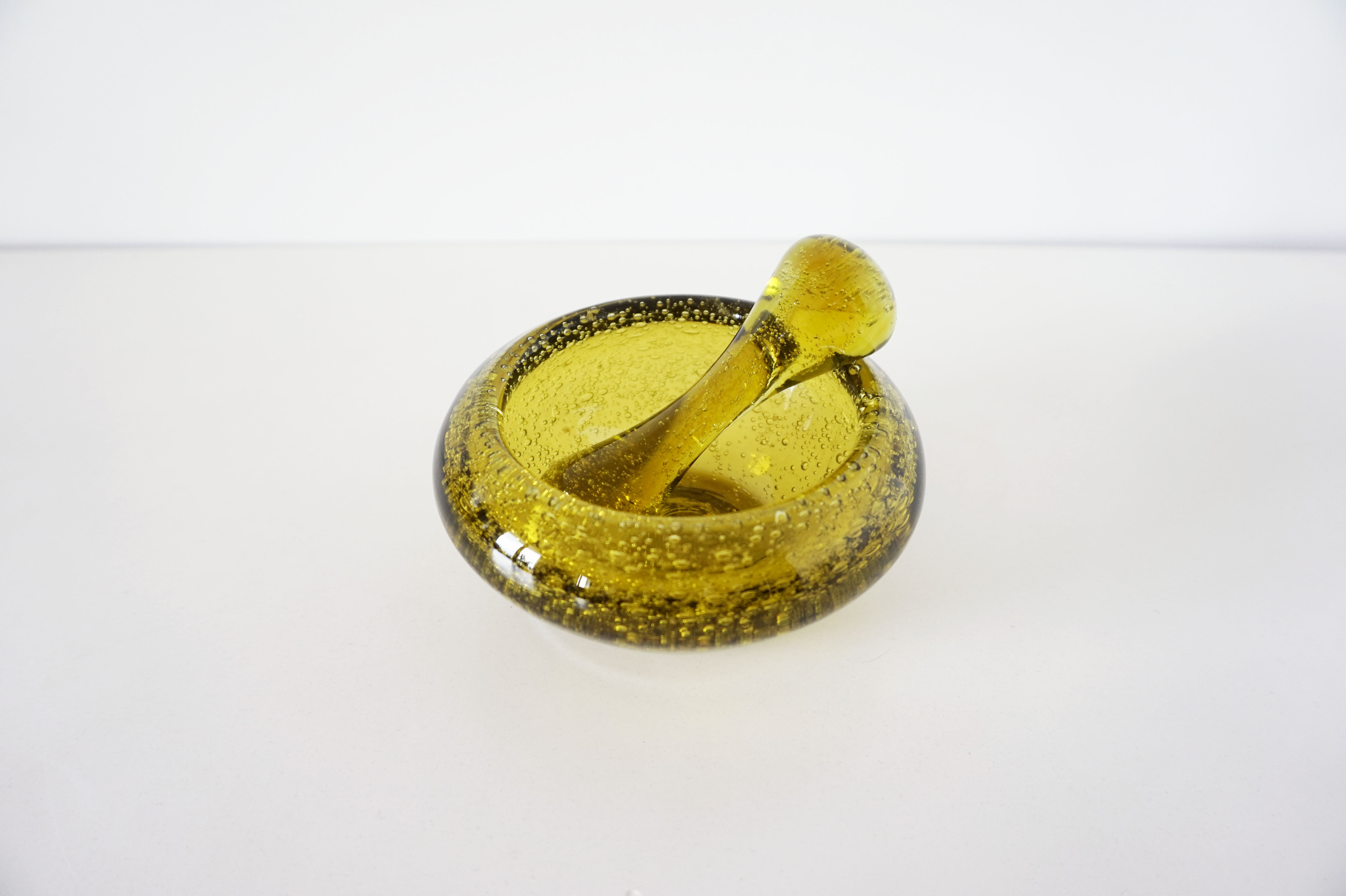 Green bubble glass ashtray 1960